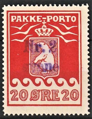 FRIMÆRKER GRØNLAND | 1915 - AFA 9 - PAKKE-PORTO 20 øre rød - Stemplet